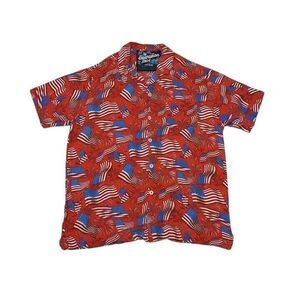 Hawaiian Shirt By‎ Rowdy Gentlemen Men's Medium Shirt American Flags Button Up